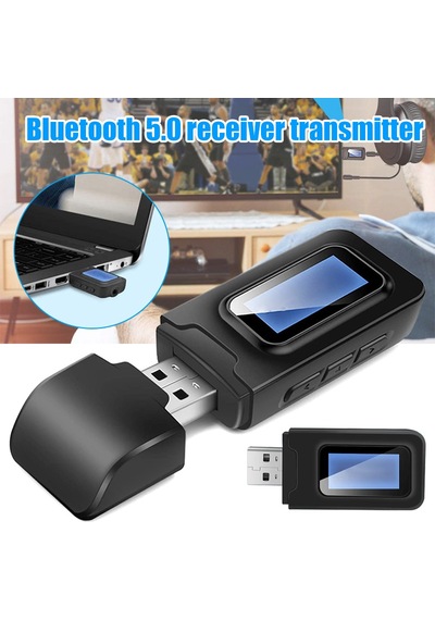 "lcd Ekranlı 2'si 1 Arada Bluetooth 5.0 Ses Verici Ve Alıcı-tv, Pc, Araba Stereo Ve Hoparlörler İçin Kablosuz Adaptör"