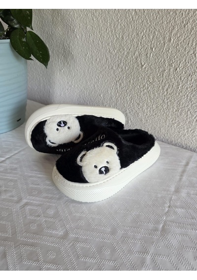 Kadın Ayıcık Desenli Rahat Peluş Ev Terliği 25bnt132 Siyah
