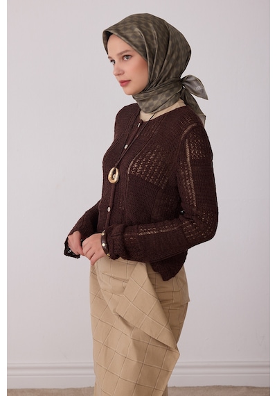 Belli Geometrik Desen %100 Twill İpek Eşarp Be25 Yeşil