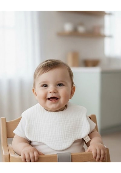 4'lü %100 Pamuklu Organik Soft Renk 8 Katlı Müslin Bebek Önlük / Salya Önlüğü / Nikel Free Çıt