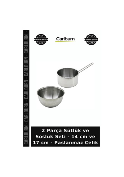 Özel Üretim Mutfak Pratik Şık Yemek 2 Parça Sütlük Ve Sosluk Seti - 14 Cm Ve 17 Cm - Paslanmaz Çelik