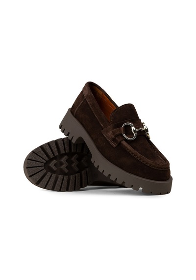 Deery Kadın Hakiki Süet Kahverengi Tokalı Loafer - 02037zkhvc01 Kahverengi