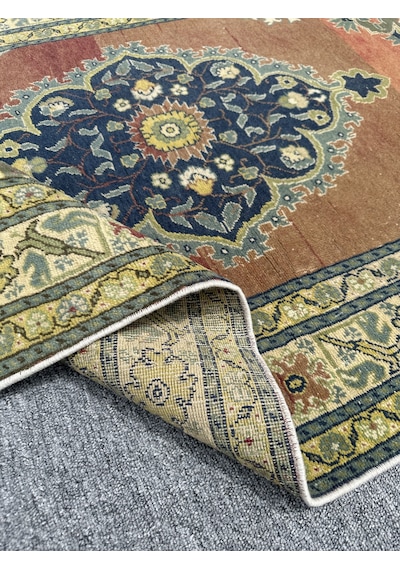 El Dokuma Bünyan Halısı 94x158 Eskitme Vintage Yeşil Kiremit Halı Yeşil