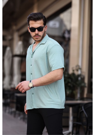 Tex Republic Erkek Gri Oversize Yazlık Bürümcük Gömlek Gri