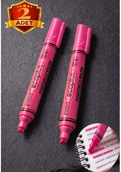 Pembe Fosforlu Kalem Neon Renkli 2 Adet Kesik Uç 1-5mm İşaretleme Kalemi Canlı Renk Okul Ofis Tipi İşaretleme Kalemi