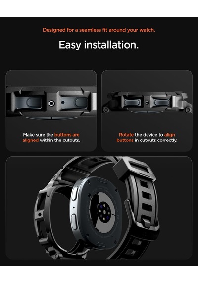 Galaxy Watch 9/8 40mm İle Uyumlu Kılıf & Kordon Kayış Rugged Armor Pro Matte Black - Acs10005 Yok