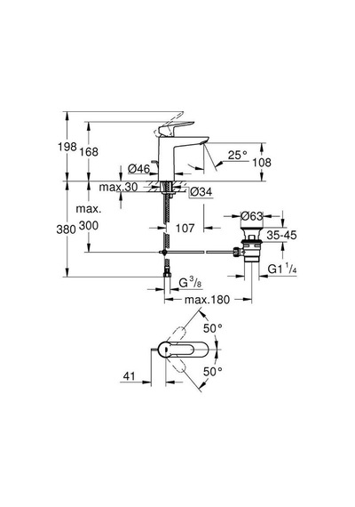 Grohe Bauedge Batarya 4'lü Set 31367001 Gümüş
