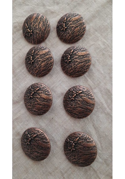 Antık Bakır Metal Düğme 25mm 8 Adet