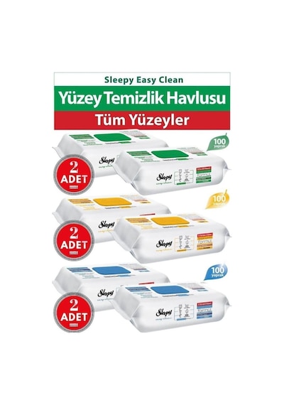 Sleepy Easy Clean Yüzey Temizlik Havlusu 6lı Set Beyaz