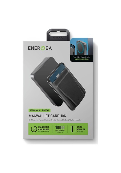 Magwallet Card 10.000 Mah 20w Type-c Ve 15w Kablosuz Şarj Ve Stantlı Magsafe Kartlıklı Hızlı Şarj Magsafe Powerbank Koyu Gri