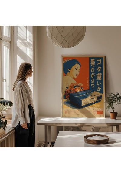 Japon Retro Kadın Ve Vintage Elektronik Pop Art Dijital Poster İndir