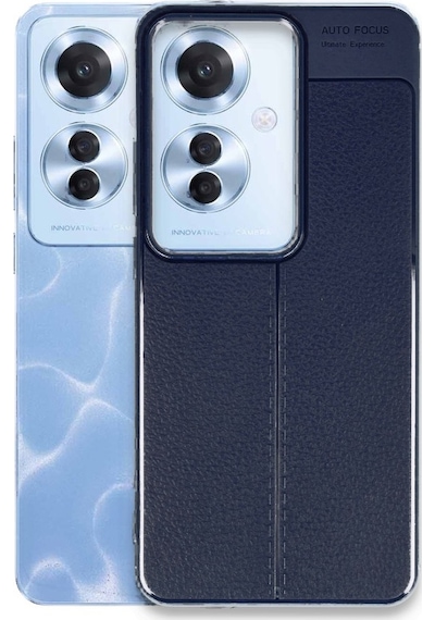 Oppo Reno 11f Kılıf Focus Deri Desen Silikon Arka Kapak