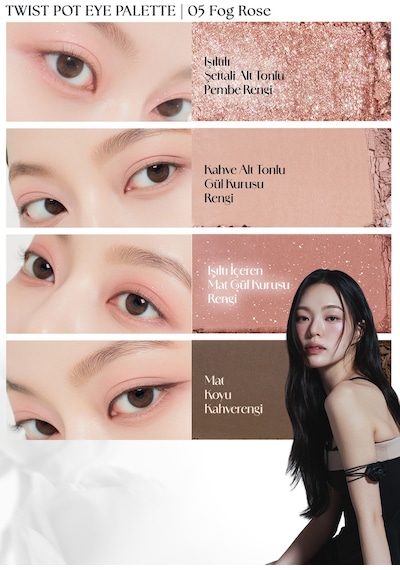 İpeksi Dokulu 4'lü Far Paleti Muzıgae Mansıon Twist Pot Eye Palette 05 Fog Rose 12009179