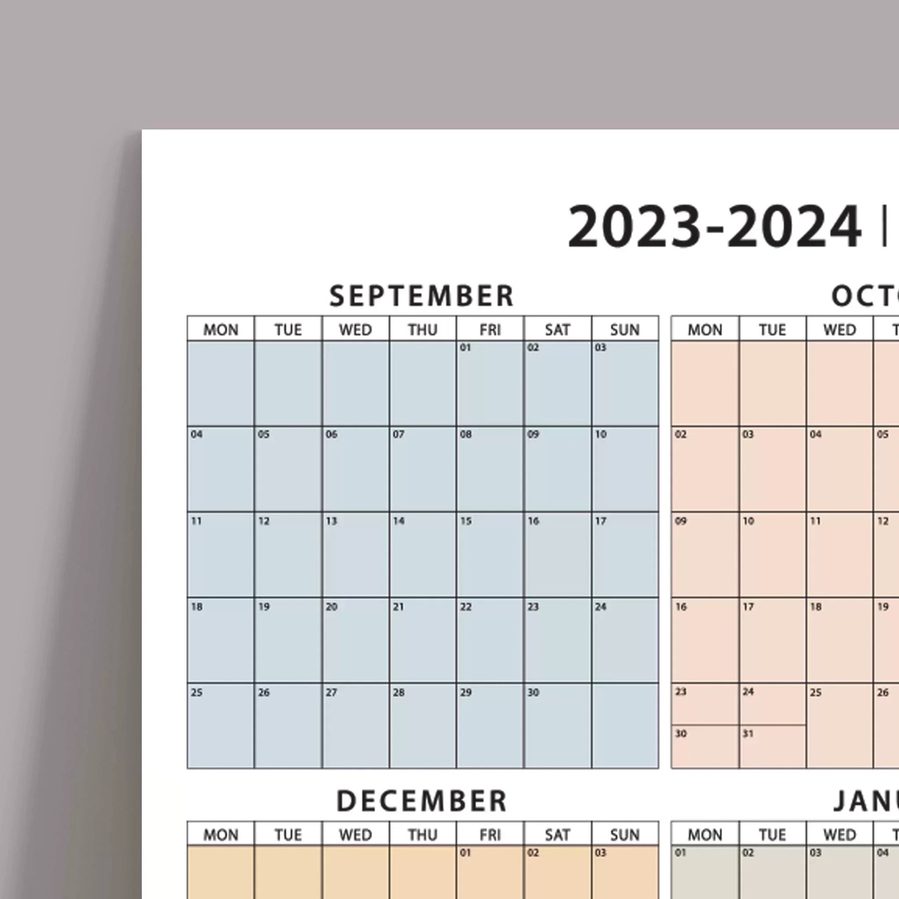 Eylül Başlangıç 2026 - 2027 Akademik Takvim, Akademik Planlayıcı Takvim, Duvar Takvimi