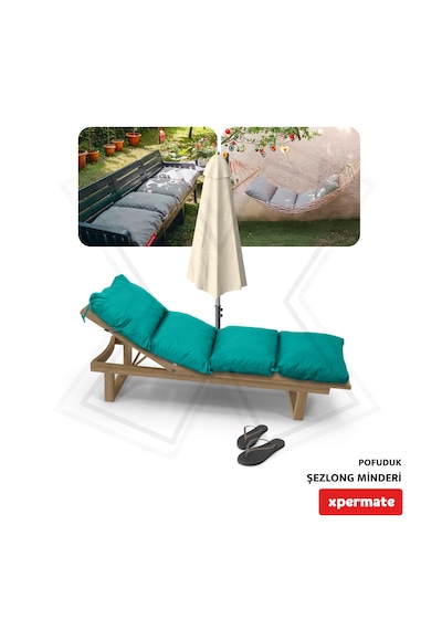 Xpermate Pofuduk Şezlong Minderi 60x180x12cm Su İtici, Turkuaz