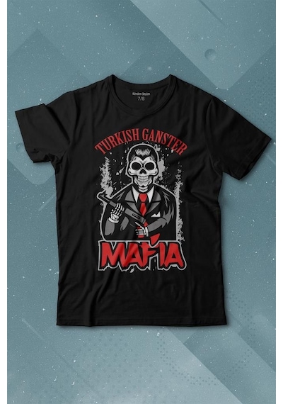 Kendim Seçtim Skullturkish Ganster Mafia Temalı Silahlı Adam Baskılı Tişört Çocuk T-shirt 001