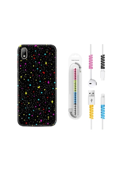 Huawei Y5 2019 Kılıf Kablo Koruyuculu Puantiye Ve Ay 1726