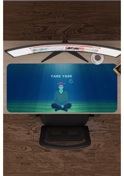 Saiki Kusuo Anime V2 - 90x40 Xxl Gaming Kauçuk Kaymaz Taban Mouse Pad Fare Altlığı