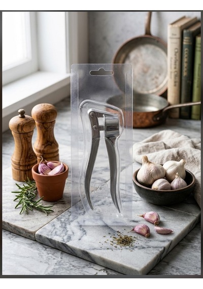 Lüks Paslanmaz Çelik Sarımsak Ezici Metal Dayanıklı Sarımsak Sıkıcı Pres 15 Cm-5 Cm Gümüş Gri