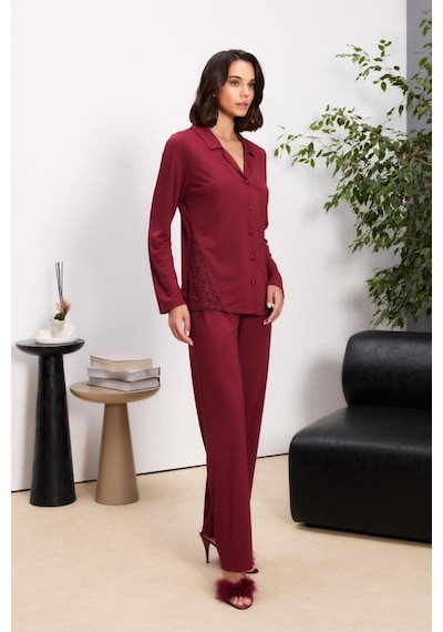 Pierre Cardin Bordo 6'lı Modal Gecelik Sabahlık Çeyiz Seti 5000 Bordo
