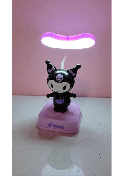 Kuromi Kendini Sallayan Model Masa Gece Lambası Boyut:20cm Çok Renkli