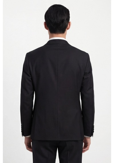 Giotelli Erkek Siyah Dar Kesim Slim Fit Viskon Dokuma Normal Bel 6 Drop Klasik Takım Elbise