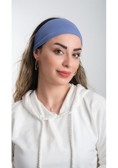 Hürrem Bone Mavi Pratik Hazır Geçmeli Tesettür Bone Viskon Kumaş Sade 3007_34 Mavi