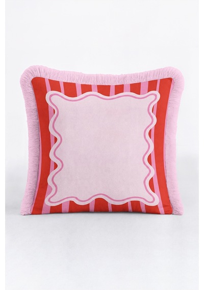 Retro Çizgili Şekerleme Saçaklı Yastık Kılıfı - Dalgalı Pop Art Modern Pembe Püsküllü Kırlent Kılıfı Derin Esinti Nektar Retro Çizgili Şekerleme Saçaklı Yastık Kılıfı - Dalgalı Pop Art Modern Pembe Püsküllü Kırlent Kılıfı Derin Esinti Nektar