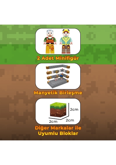 Sembo Block Pixelworld Serüven Manyetik Mıknatıslı Yapı Bloğu Seti 90 Parça