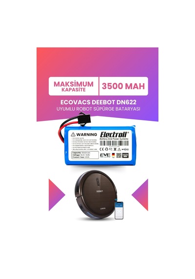 Ecovacs Deebot Dn622 Uyumlu Batarya Maksimum Kapasite 3500mah Pil Robot Süpürge Bataryası