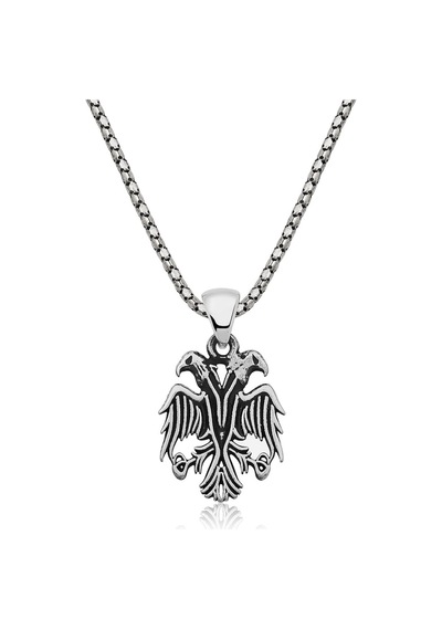 Gümüş Çift Başlı Kartal Erkek Kolye (233672015)