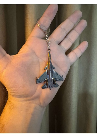 Herşey Nota F16 Savaş Uçağı Uçak Hostes Pilot Siyah Metal Anahtarlık