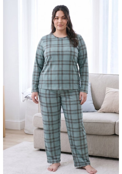 Siyah İnci Desenli Termal Kumaşlı Ultra Soft Yumuşak Büyük Beden Battal Boy Örme Pijama Takımı 26226708 Yeşil Siyah İnci Desenli Termal Kumaşlı Ultra Soft Yumuşak Büyük Beden Battal Boy Örme Pijama Takımı 26226708 Yeşil
