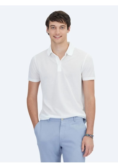 Kip Beyaz Desenli Polo Yaka T-shirt Beyaz