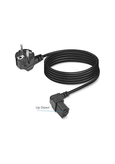 C13 Power Kablo - Yukarı Dik Açı 90 Derece Dirsek L Tip - Standart Güç Kablosu - 1.8 Mt