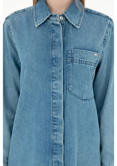 U.S. Polo Assn.  Kadın Mavi Mini Boy Jean Elbise 50289334-DN0022