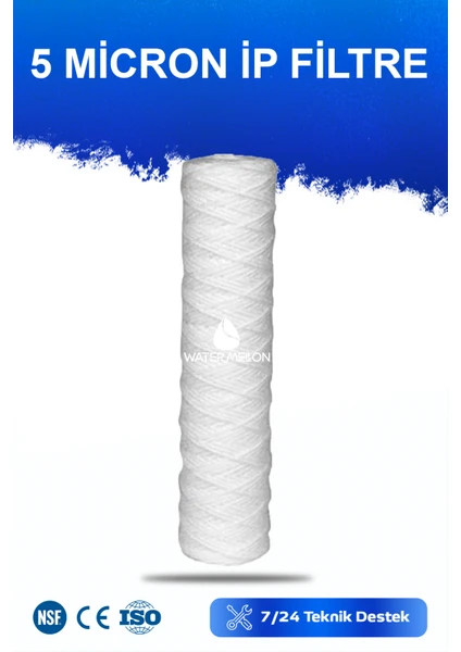 Arıtma Nsf, Iso Belgeli 10 Inç Iplik 5 Micron Sediment Ip Filtre. 10"
