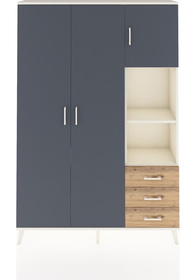 Arges Dolap 5 Raflı 3 Çekmeceli Tek Askılı 132x30x195 Aytaşı-... Aytaşı