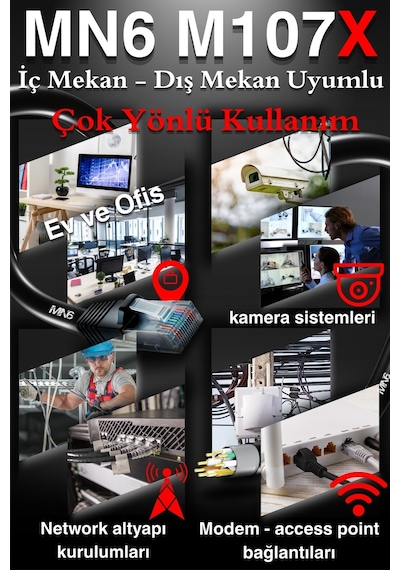 MN6 M107X CAT6 Dış Mekan Ethernet Kablosu 305 M UV Korumalı 23AWG 0.57 MM PE+PVC Çift Katmanlı Dış Kılıf LAN Kablosu