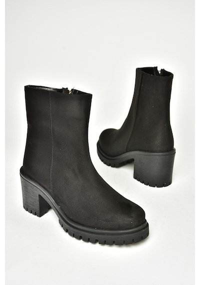 Fox Shoes T726911102 Siyah Süet Kalın Topuklu Kadın Bot Siyah