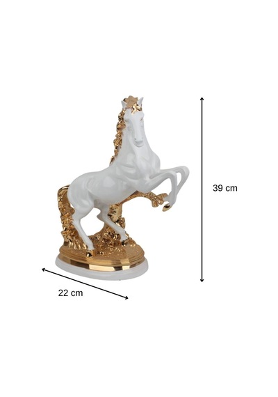 Lüks Reçine Büyük Boy Şahlanan At Heykeli 39 Cm Dekoratif Biblo Vitrin Konsol Süsü Ev Ofis Hediyesi