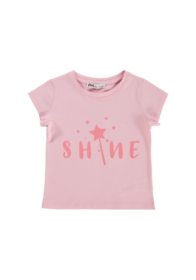 Civil Girls Shine Baskılı 2-5 Yaş Tişört - Pembe Açık Gülkurusu
