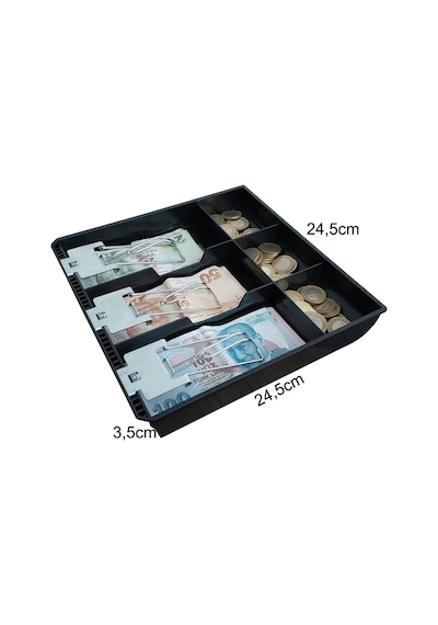 Plastik Çekmece İçi Para Düzenleyici 3 Banknotlu 24,5x24,5x3,5cm