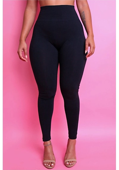 Fit & Fit Tayt Ekstra Yüksek Bel Geniş Kemer   Siyah Mevsimlik Kumaş Günlük Taytsiyah Xl Siyah