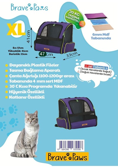 Tr Brave Paws Kedi Ve Köpekler İçin Piramit Xl Taşıma Çantası - Geniş Alan Havalandırmalı Seyahat Çantası -