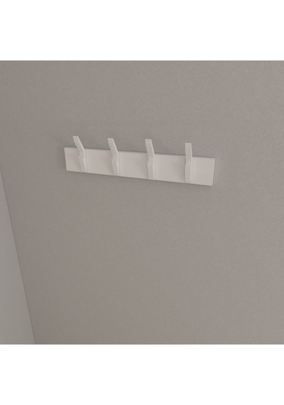 Hepsi3boyutlu Modern Duvar & Kapı Kanca Askılık - 4 Adet Beyaz Kanca Askılık - Model No : 3 Beyaz