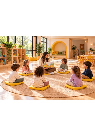 40x40x5 Cm Kare Minder - Sandalye Minderi - Kreş Anaokulu Oyun Aktivite Minderi - Bahçe Dekor Minderi Sarı