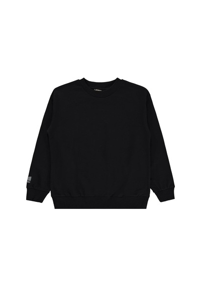 Silversun Kids Silversun Basic Etiket Armalı 8-13 Yaş Sweatshirt - Siyah