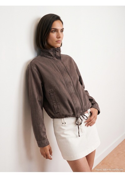 Dilvin 65391 %100 Pamuk Oversize Kot Ceket-kahve