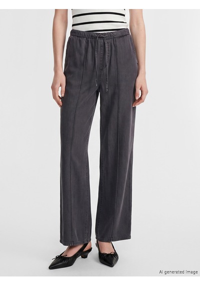 Lcw Comfort Gri Beli Lastikli Wideleg Kadın Jean Pantolon